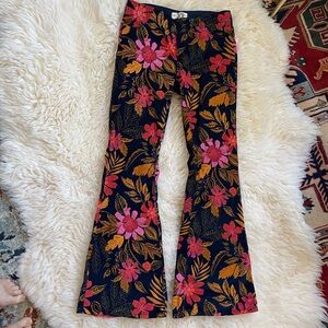Free People Floral Bell Bottom Corduroy Jeans